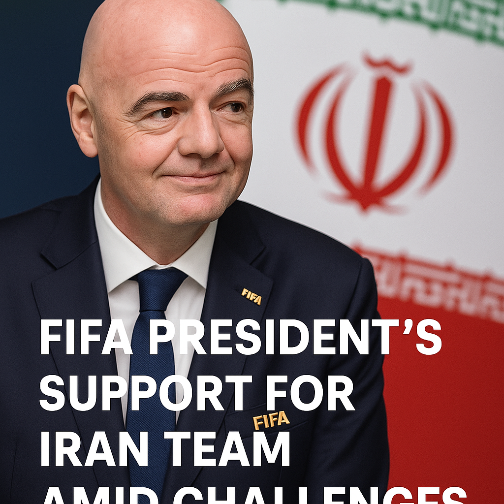 Illustration of FIFA President's Support for Iran Team Amid Challenges