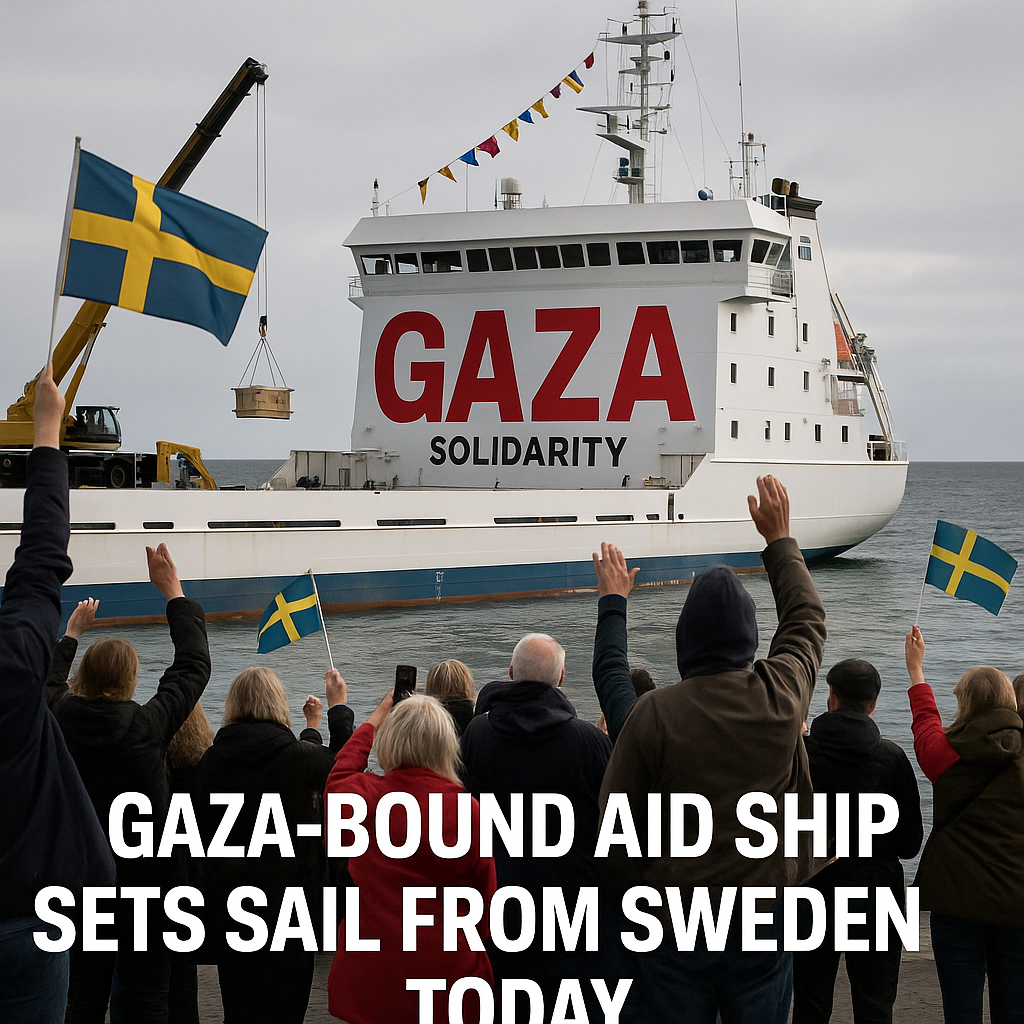 Illustration of Gaza-Bound Aid Ship Sets Sail from Sweden Today