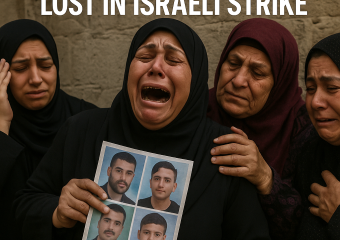 Illustration of Gaza Mourns Four Lives Lost in Israeli Strike