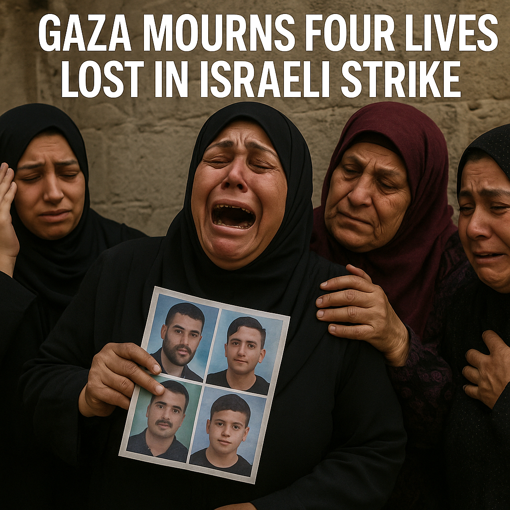 Illustration of Gaza Mourns Four Lives Lost in Israeli Strike