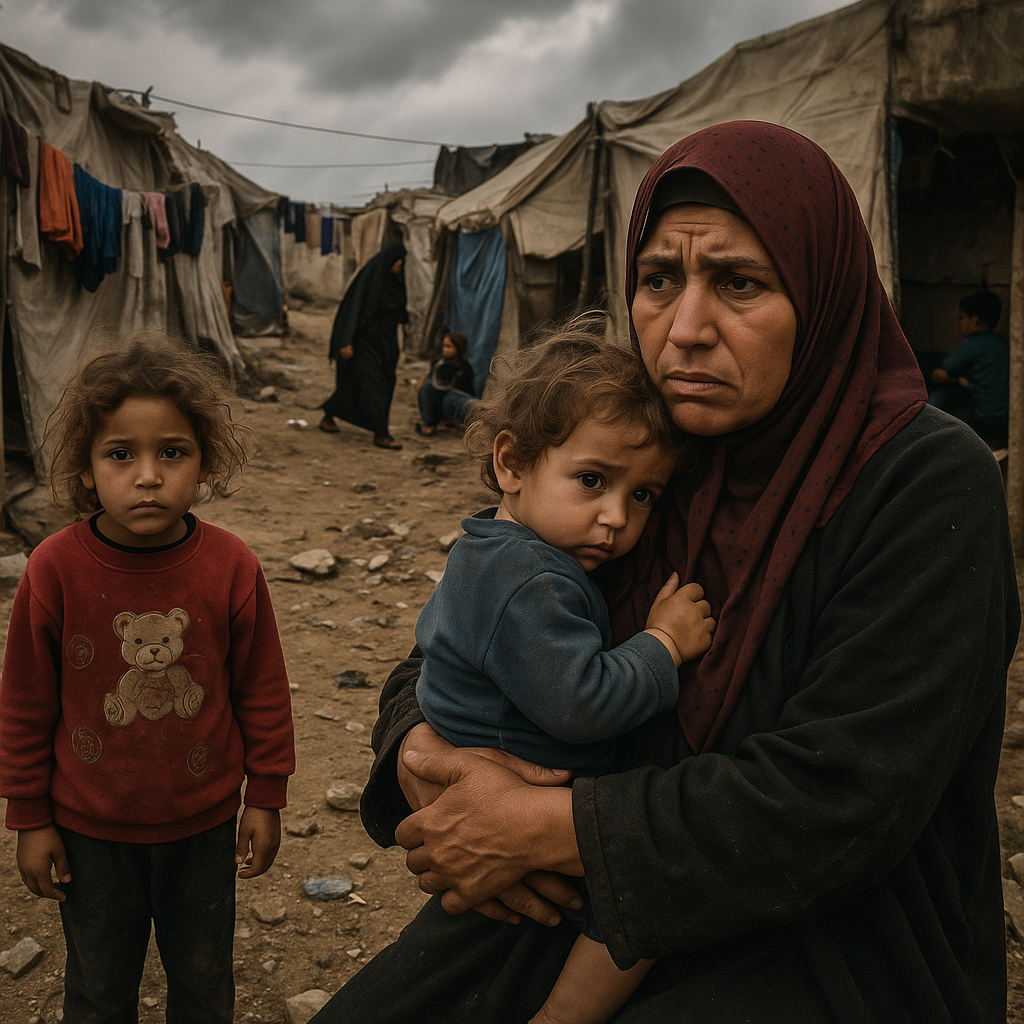 Illustration of Gaza's Displaced Families Suffer Deteriorating Living Conditions