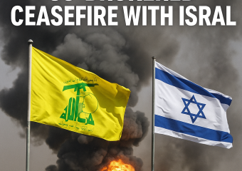 Illustration of Hezbollah Rejects US-Brokered Ceasefire with Israel