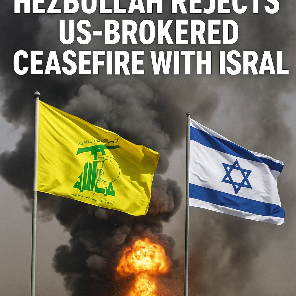 Illustration of Hezbollah Rejects US-Brokered Ceasefire with Israel