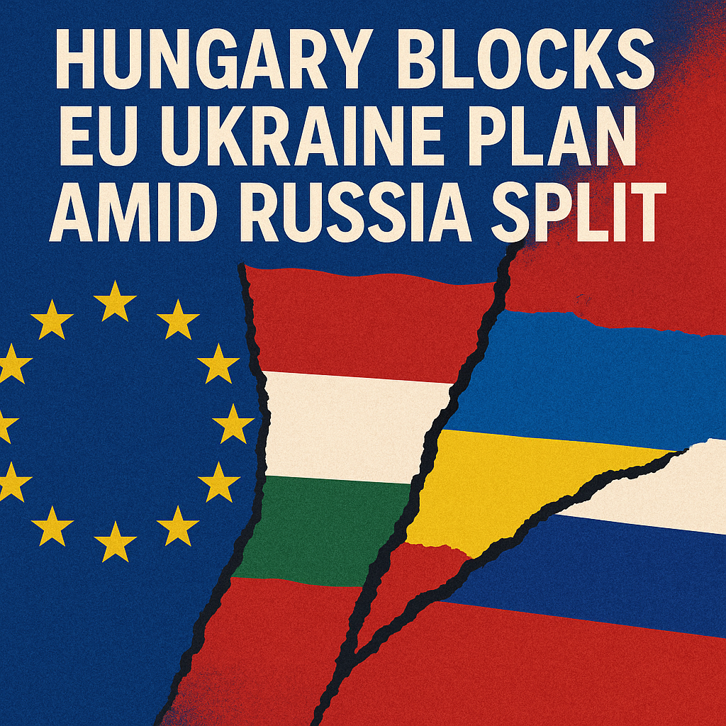 Illustration of Hungary Blocks EU Ukraine Plan Amid Russia Split