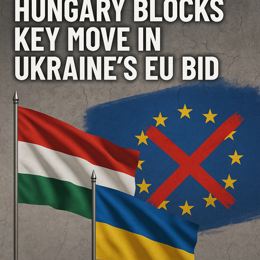 Illustration of Hungary Blocks Key Move in Ukraine's EU Bid