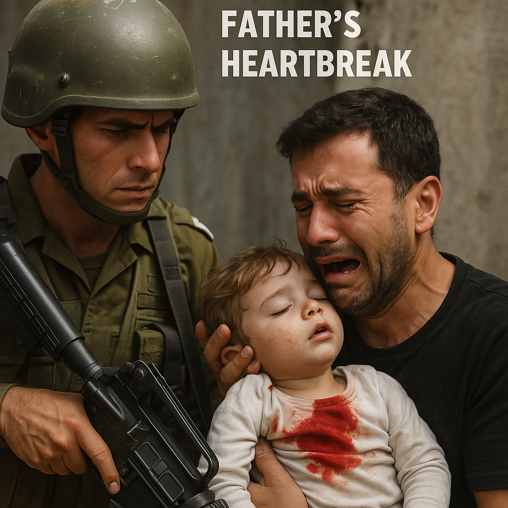 Illustration of IDF Soldier Shoots Three-Year-Old: Gazan Father's Heartbreak