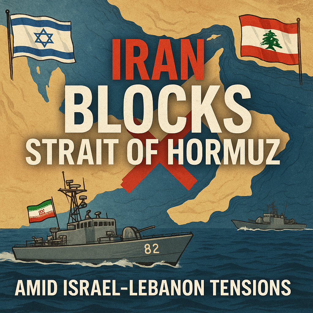 Illustration of Iran Blocks Strait of Hormuz Amid Israel-Lebanon Tensions