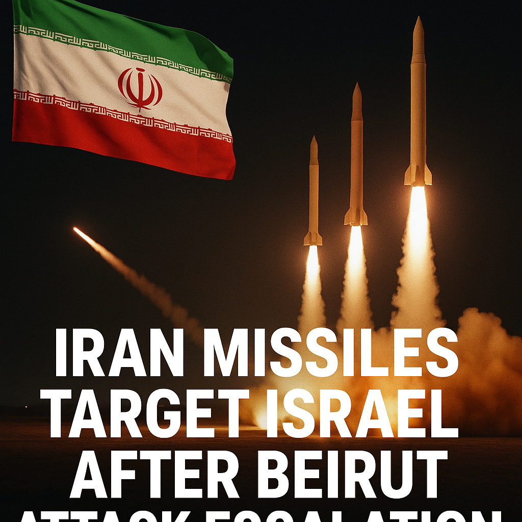 Illustration of Iran Missiles Target Israel After Beirut Attack Escalation