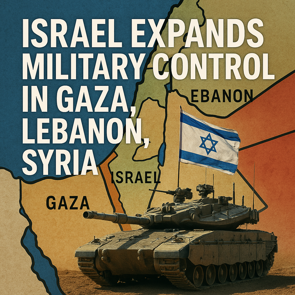 Illustration of Israel Expands Military Control in Gaza, Lebanon, Syria