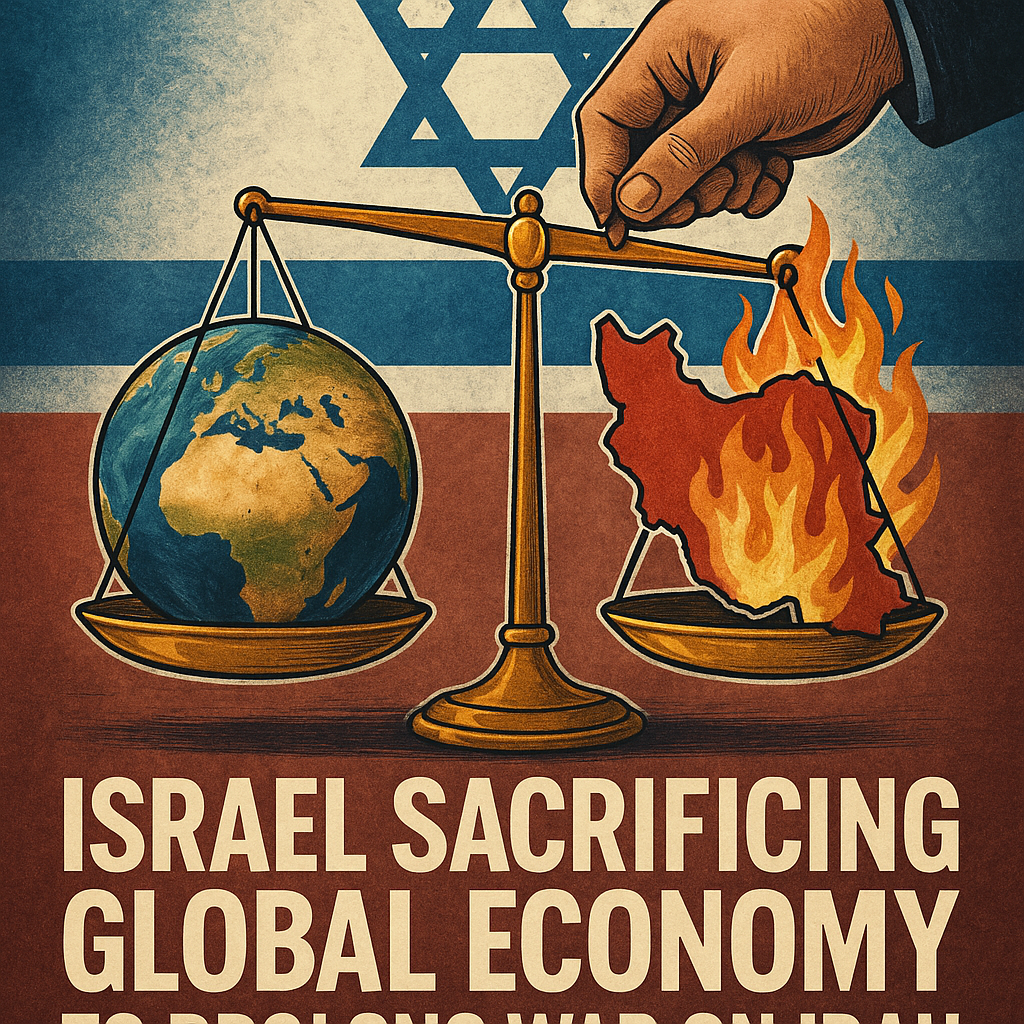 Illustration of Israel Sacrificing Global Economy to Prolong War on Iran