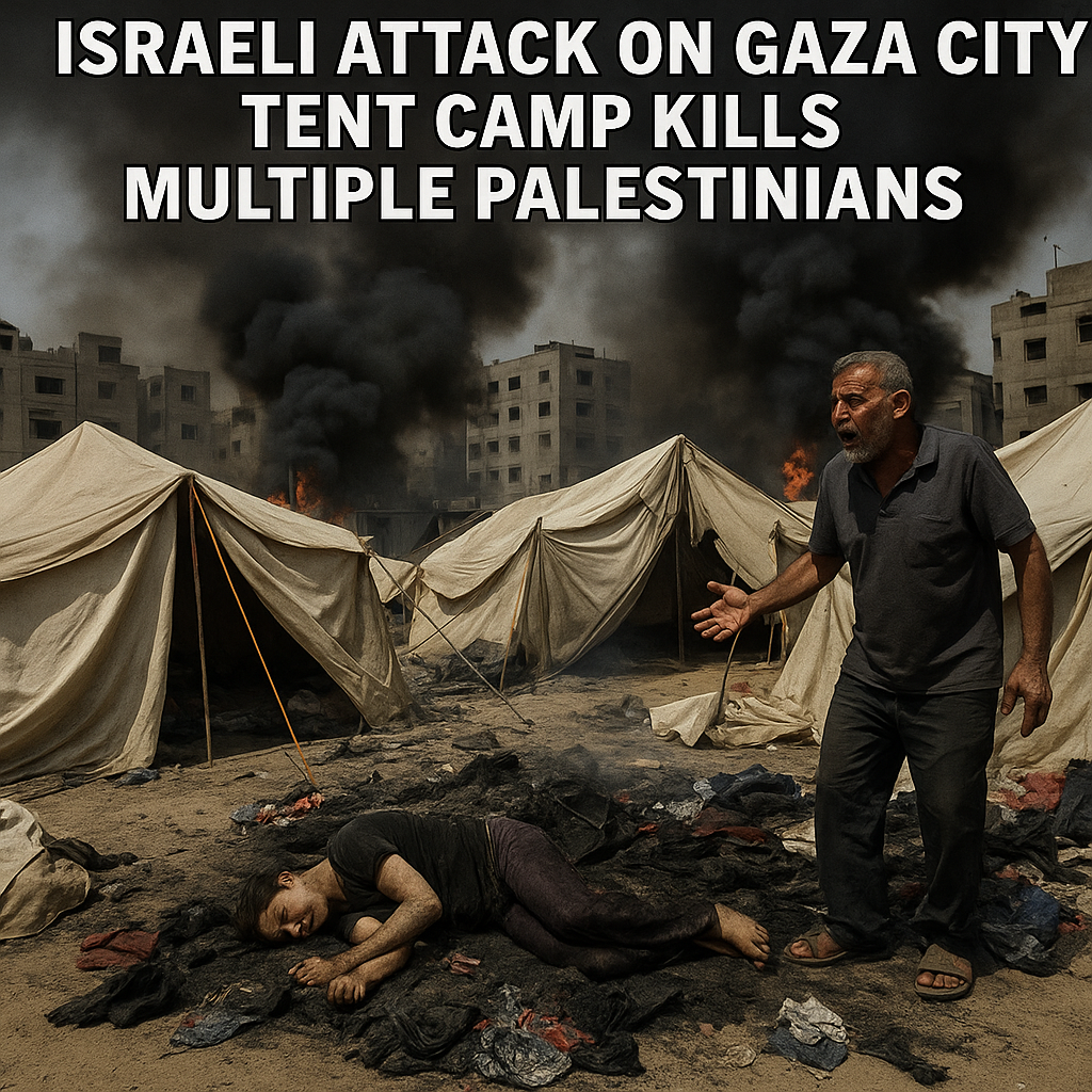 Illustration of Israeli Attack on Gaza City Tent Camp Kills Multiple Palestinians