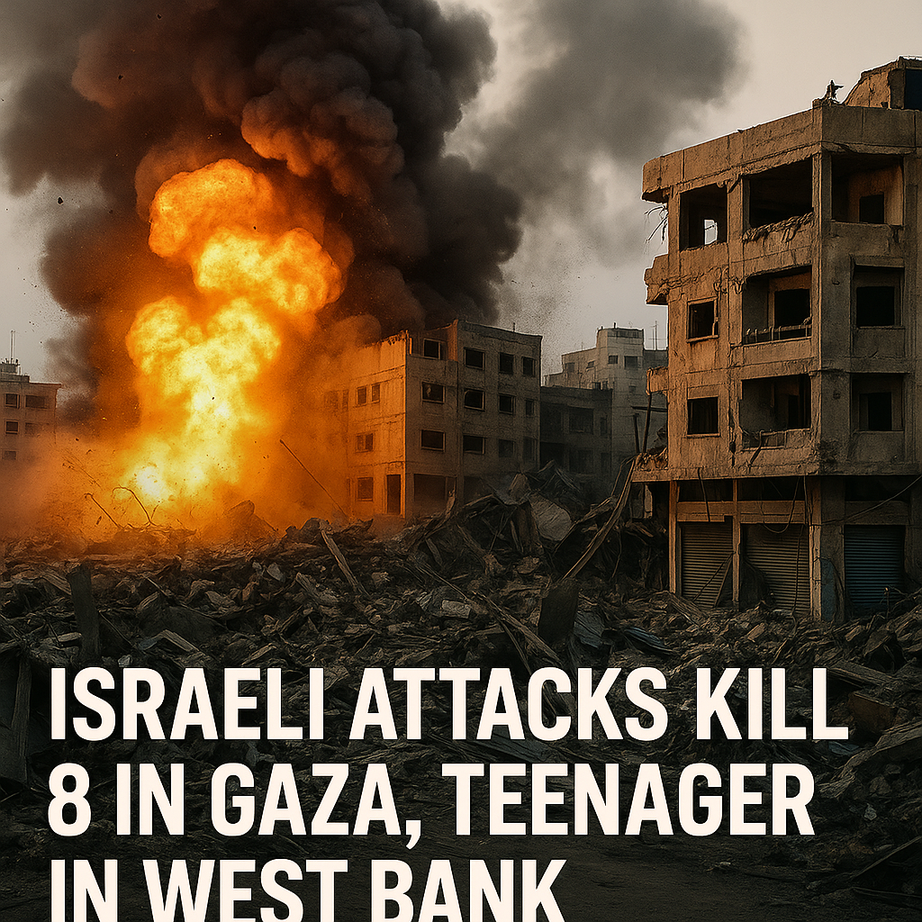 Illustration of Israeli Attacks Kill 8 in Gaza, Teenager in West Bank