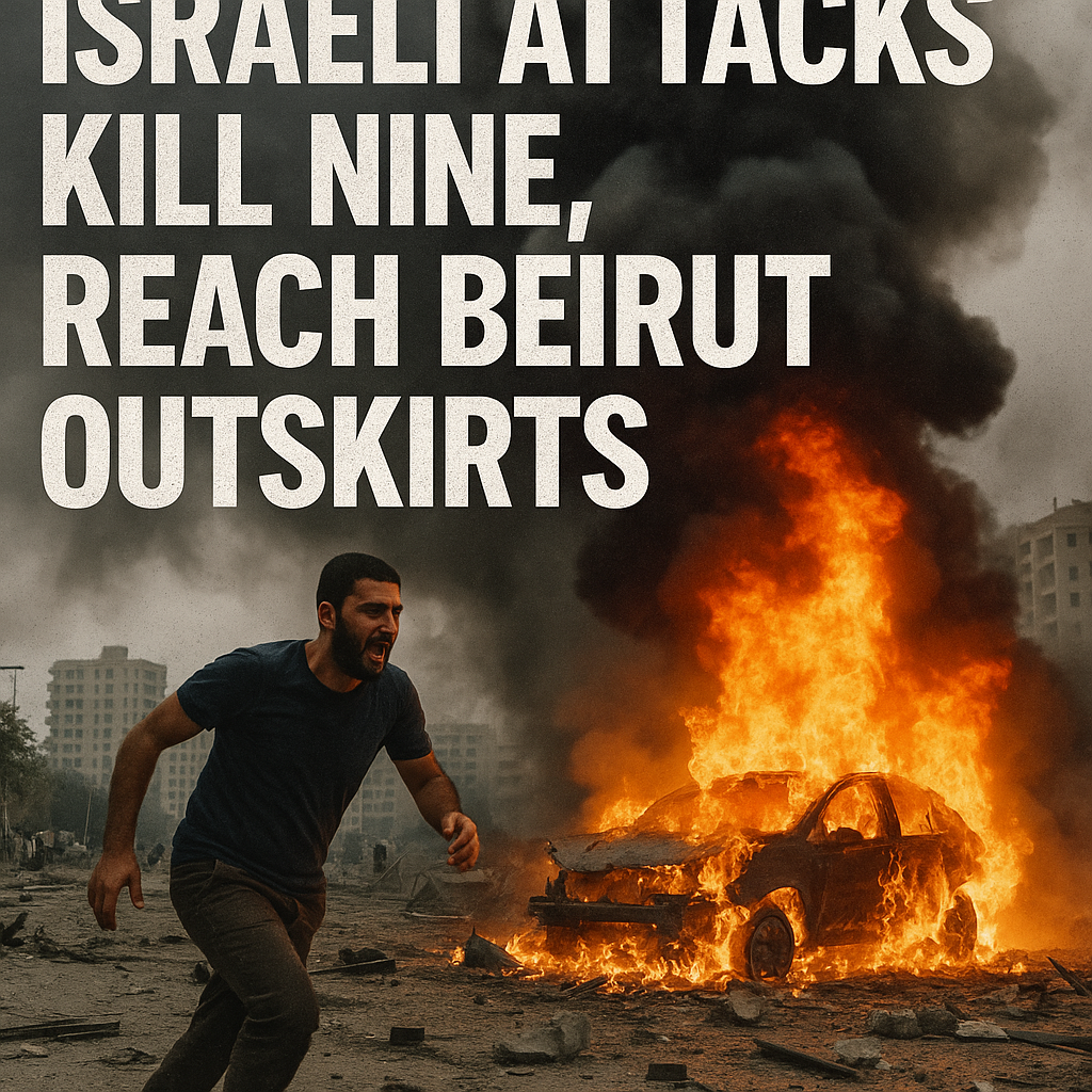 Illustration of Israeli Attacks Kill Nine, Reach Beirut Outskirts