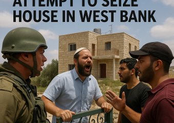 Illustration of Israeli Settlers Attempt to Seize House in West Bank
