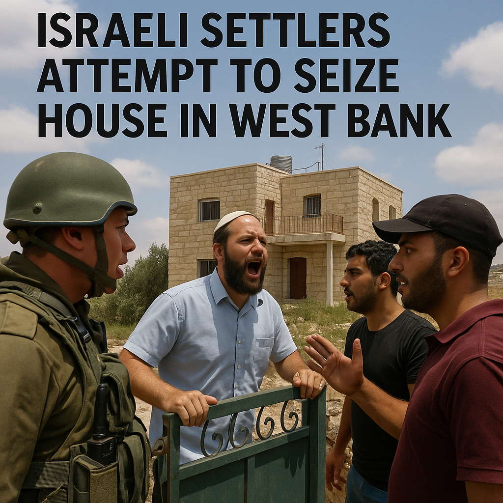 Illustration of Israeli Settlers Attempt to Seize House in West Bank