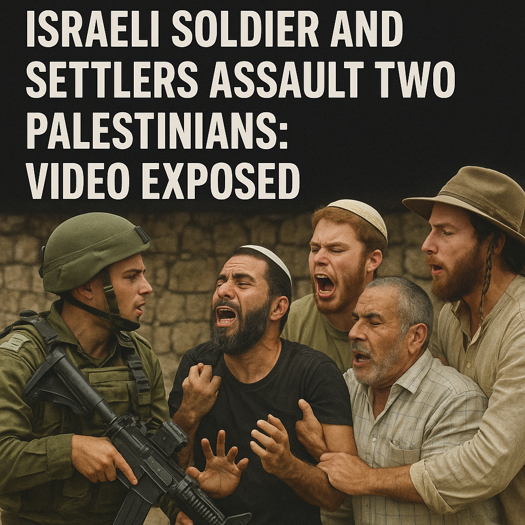 Illustration of Israeli Soldier and Settlers Assault Two Palestinians: Video Exposed