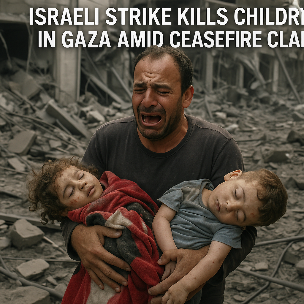 Illustration of Israeli Strike Kills Children in Gaza Amid Ceasefire Claims