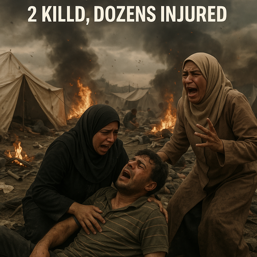 Illustration of Israeli Strike on Gaza Tents: 2 Killed, Dozens Injured
