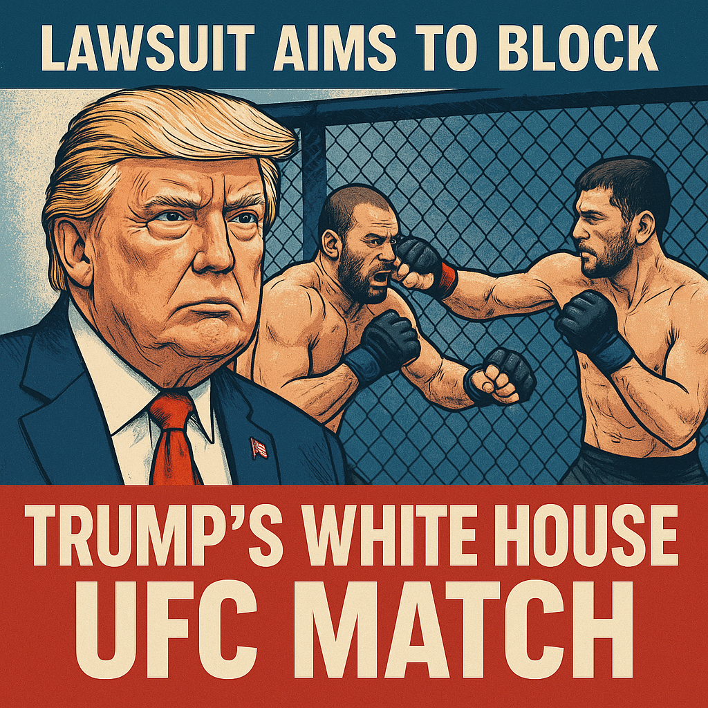 Illustration of Lawsuit Aims to Block Trump's White House UFC Match
