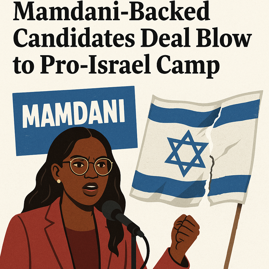 Illustration of Mamdani-Backed Candidates Deal Blow to Pro-Israel Camp