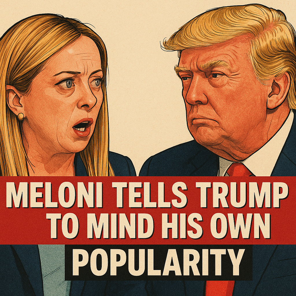 Illustration of Meloni Tells Trump to Mind His Own Popularity