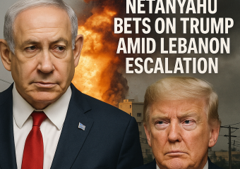 Illustration of Netanyahu Bets on Trump Amid Lebanon Escalation