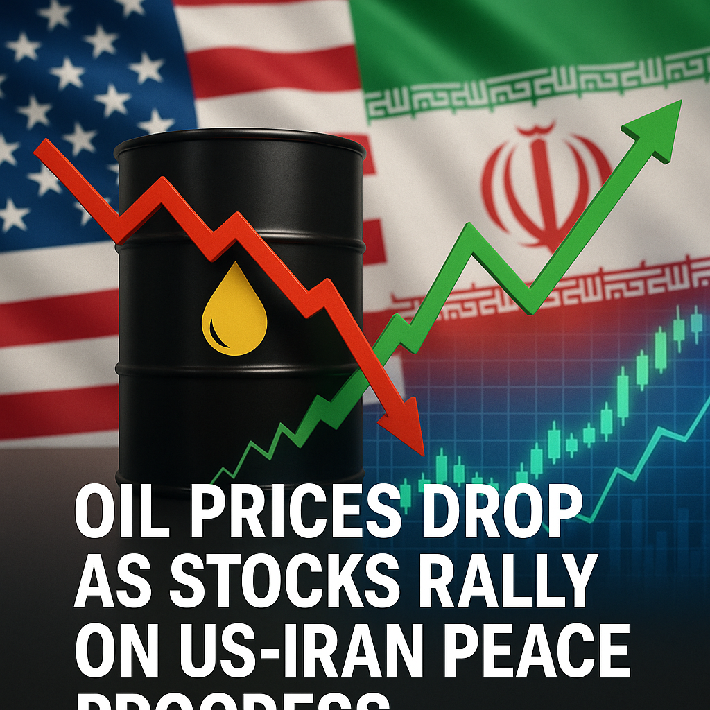 Illustration of Oil Prices Drop as Stocks Rally on US-Iran Peace Progress