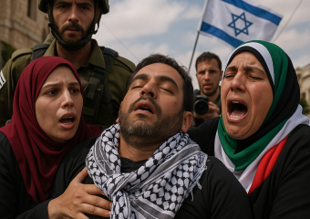 Illustration of Palestinian Activist Faints After Israeli Prison Release