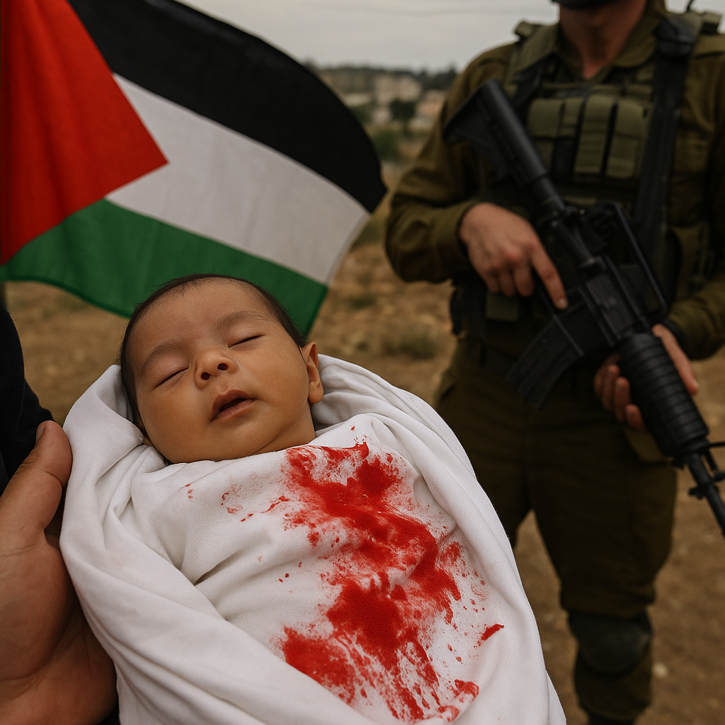 Illustration of Palestinian Baby Killed by Israeli Gunfire in West Bank