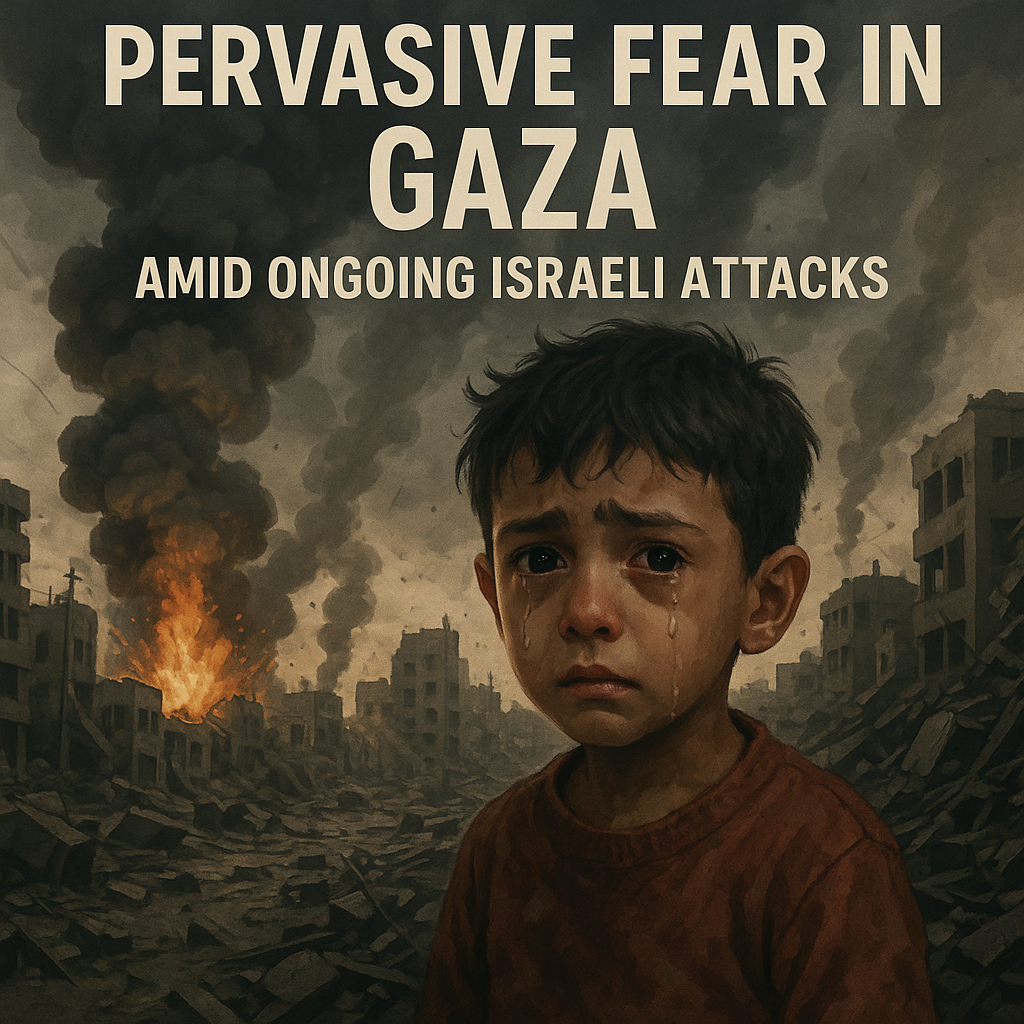 Illustration of Pervasive Fear in Gaza Amid Ongoing Israeli Attacks
