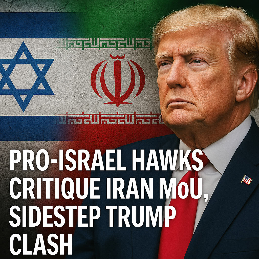 Illustration of Pro-Israel Hawks Critique Iran MoU, Sidestep Trump Clash