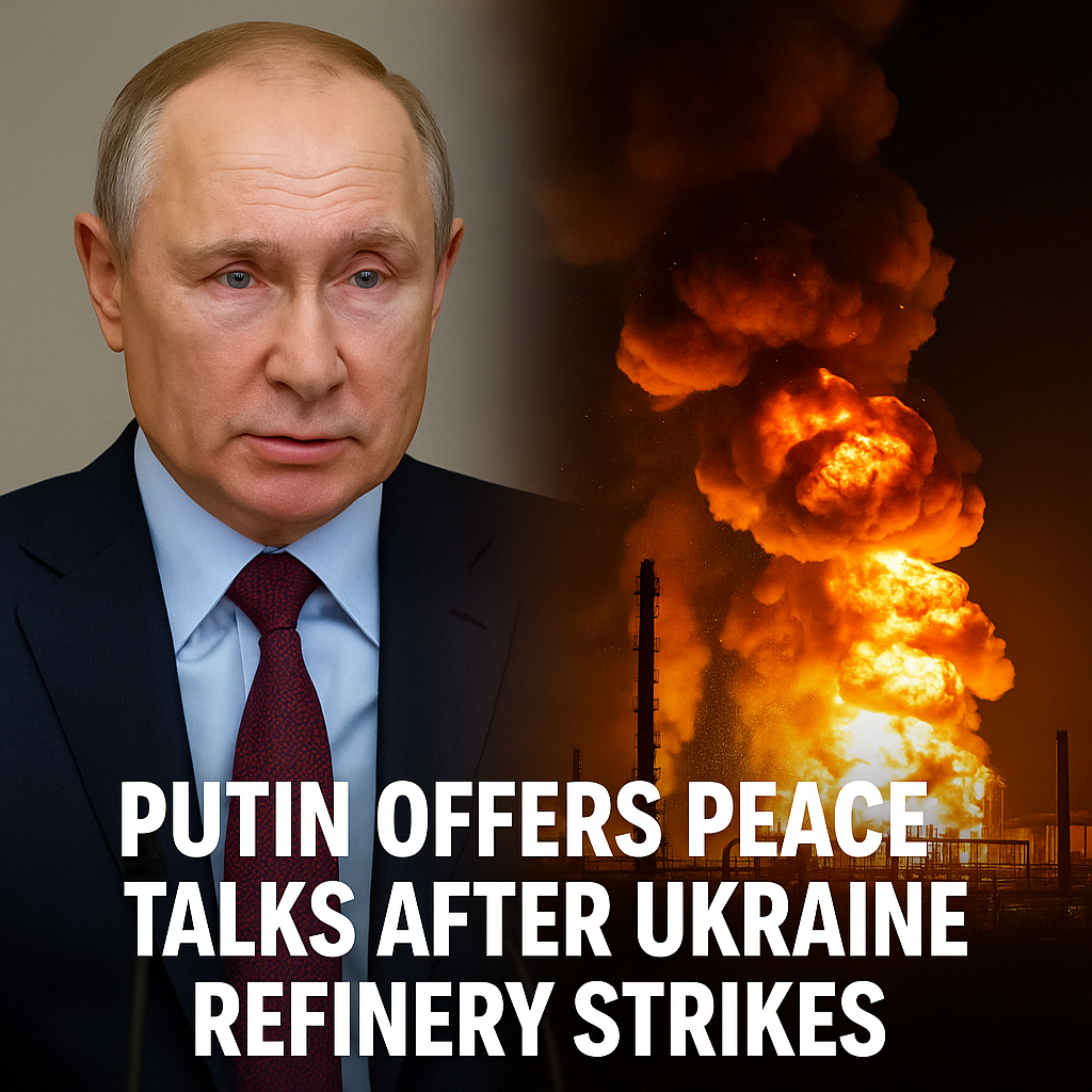 Illustration of Putin Offers Peace Talks After Ukraine Refinery Strikes