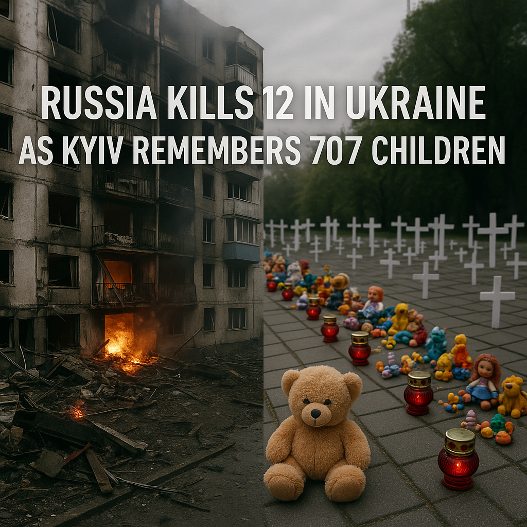 Illustration of Russia Kills 12 in Ukraine as Kyiv Remembers 707 Children
