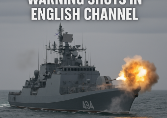 Illustration of Russian Frigate Fires Warning Shots in English Channel