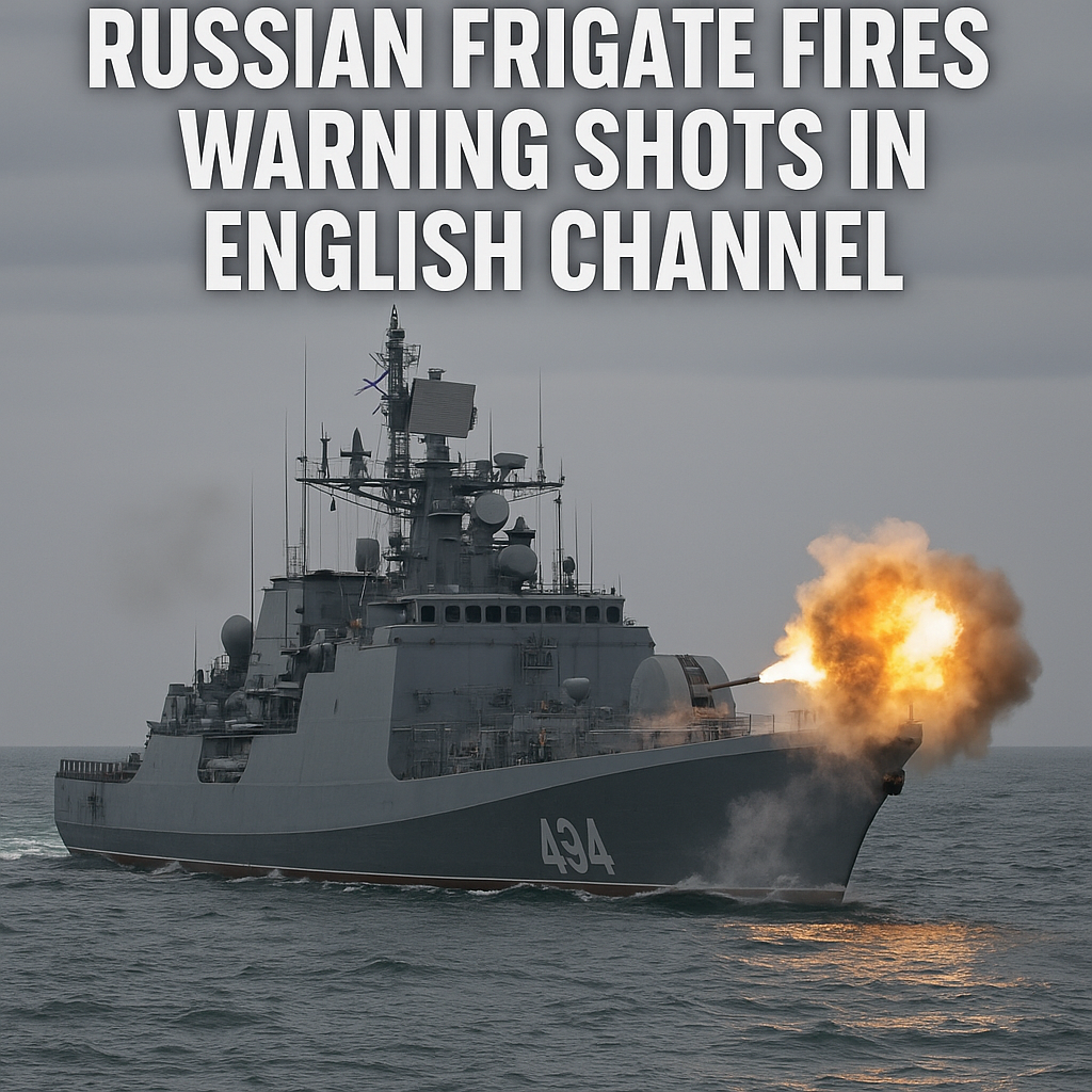 Illustration of Russian Frigate Fires Warning Shots in English Channel