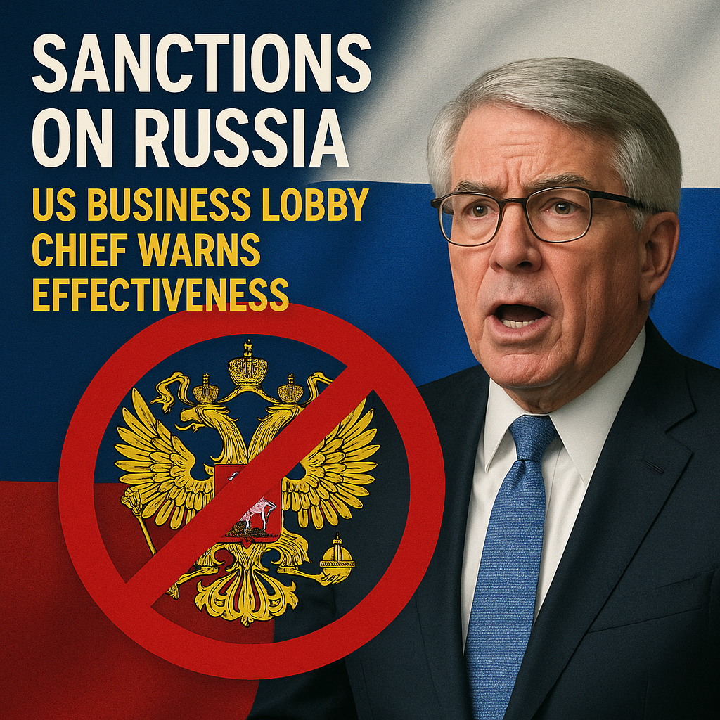 Illustration of Sanctions on Russia: US Business Lobby Chief Warns Effectiveness