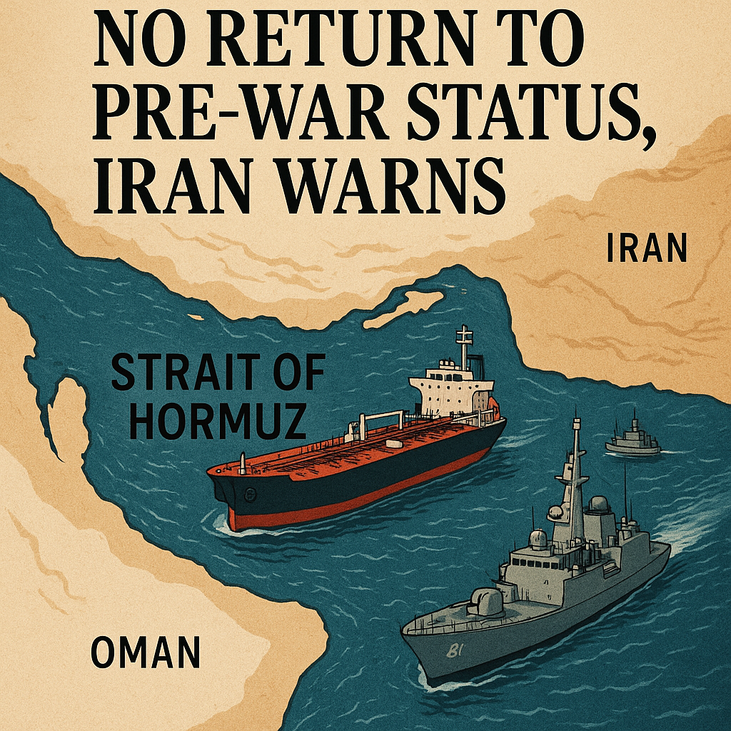 Illustration of Strait of Hormuz: No Return to Pre-War Status, Iran Warns