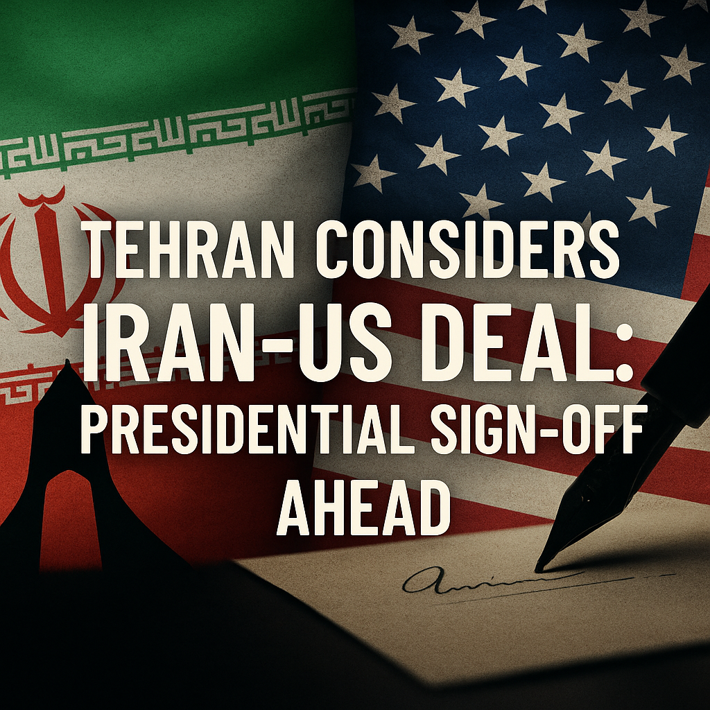 Illustration of Tehran Considers Iran-US Deal: Presidential Sign-Off Ahead