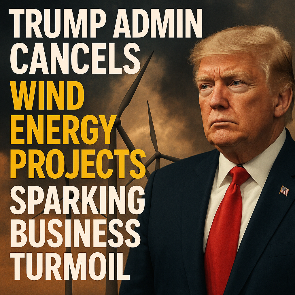 Illustration of Trump Admin Cancels Wind Energy Projects, Sparking Business Turmoil