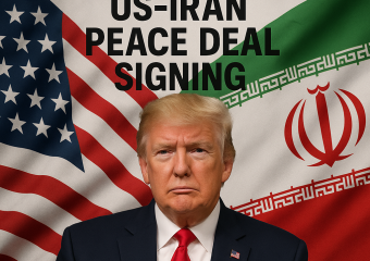 Illustration of Trump Aims for US-Iran Peace Deal Signing