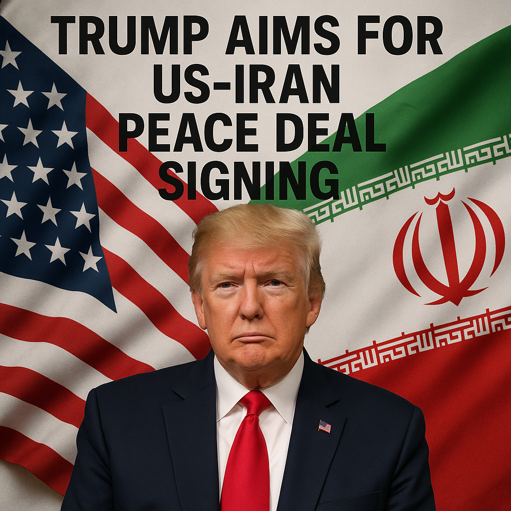 Illustration of Trump Aims for US-Iran Peace Deal Signing
