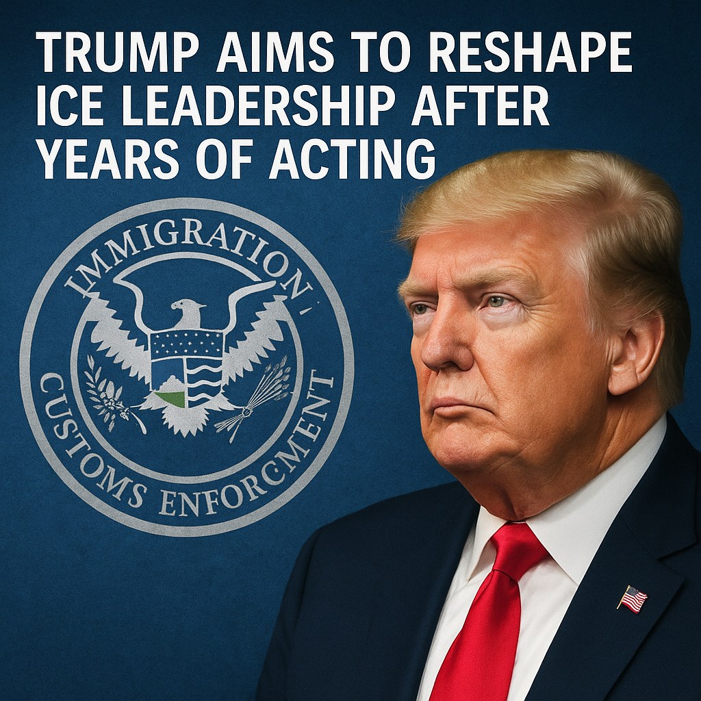 Illustration of Trump Aims to Reshape ICE Leadership After Years of Acting