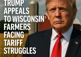 Illustration of Trump Appeals to Wisconsin Farmers Facing Tariff Struggles