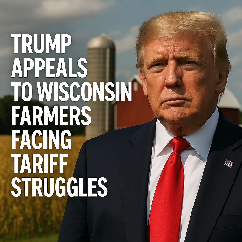 Illustration of Trump Appeals to Wisconsin Farmers Facing Tariff Struggles