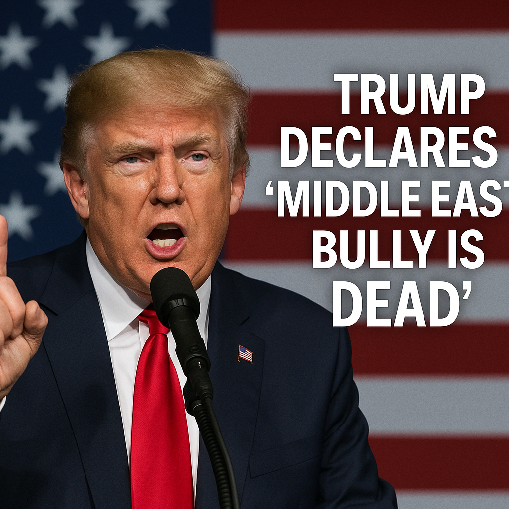 Illustration of Trump Declares 'Middle East Bully is Dead'