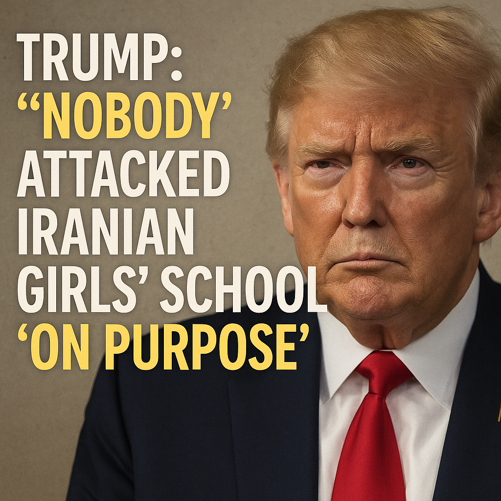 Illustration of Trump: 'Nobody' Attacked Iranian Girls' School 'On Purpose'
