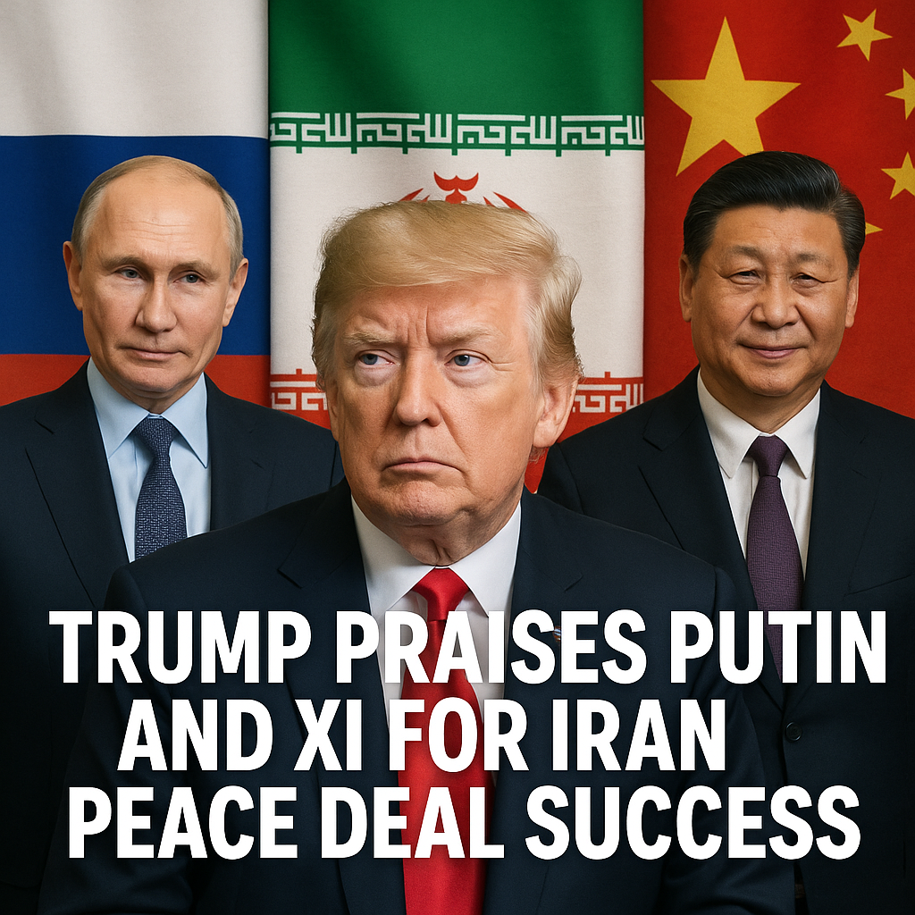 Illustration of Trump Praises Putin and Xi for Iran Peace Deal Success