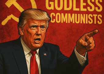 Illustration of Trump Targets 'Godless Communists' After Primary Wins