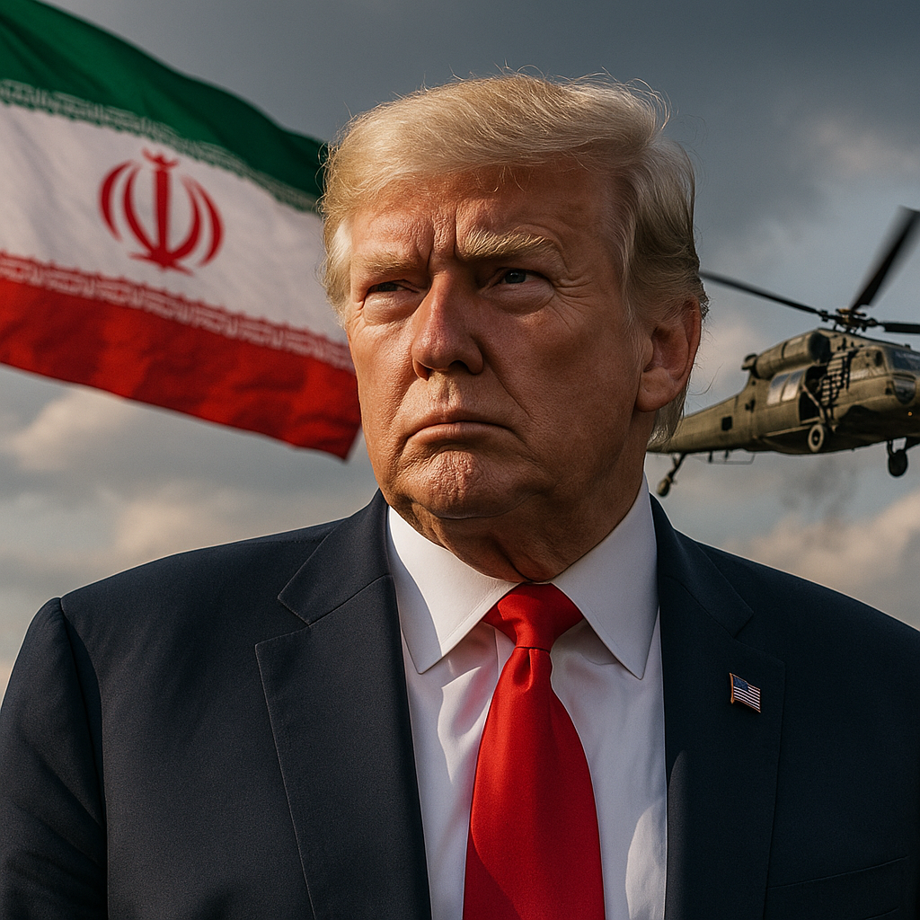 Illustration of Trump Vows Response to Iran's Downing of US Helicopter