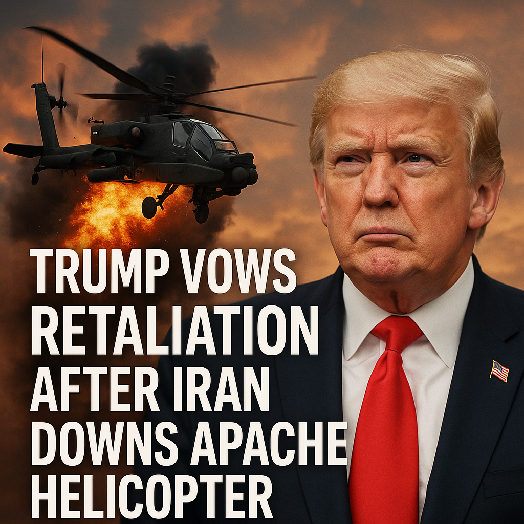 Illustration of Trump Vows Retaliation After Iran Downs Apache Helicopter